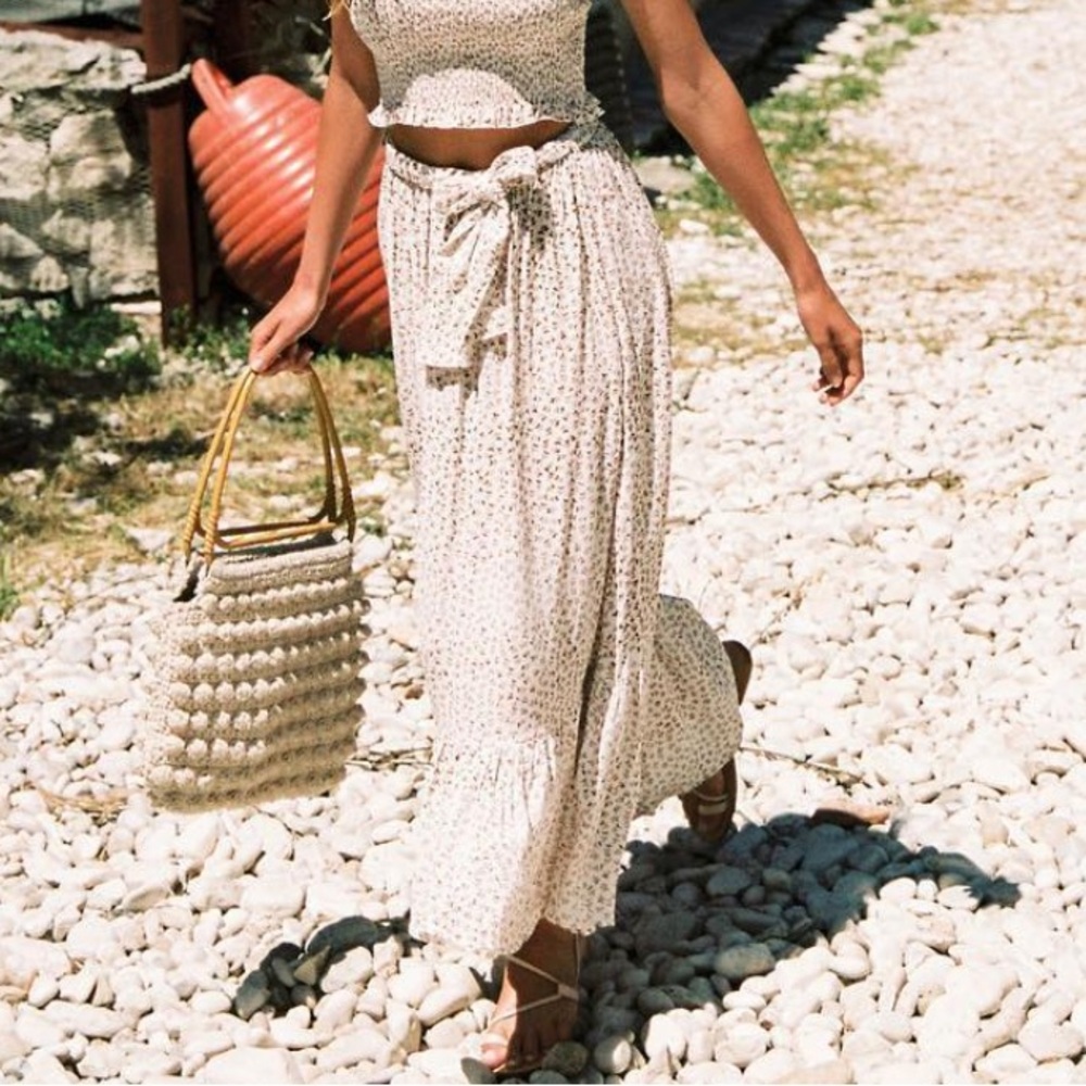 Faithfull the Brand Textured Cream and Brown Fabric